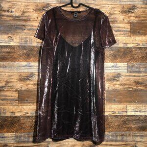 Forever 21 iridescent purple sparkle glitter glam tshirt dress m medium